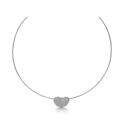 Tiffany & Co. Elsa Peretti® Bean® design Wire Necklace in Platinum with Pavé Diamonds, 20 mm | ^ Necklaces & Pendants|Platinum Jewelry