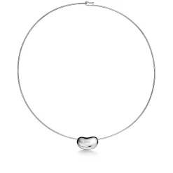 Tiffany & Co. Elsa Peretti® Bean® design Wire Necklace in Platinum with Pavé Diamonds, 20 mm | ^ Necklaces & Pendants|Platinum Jewelry