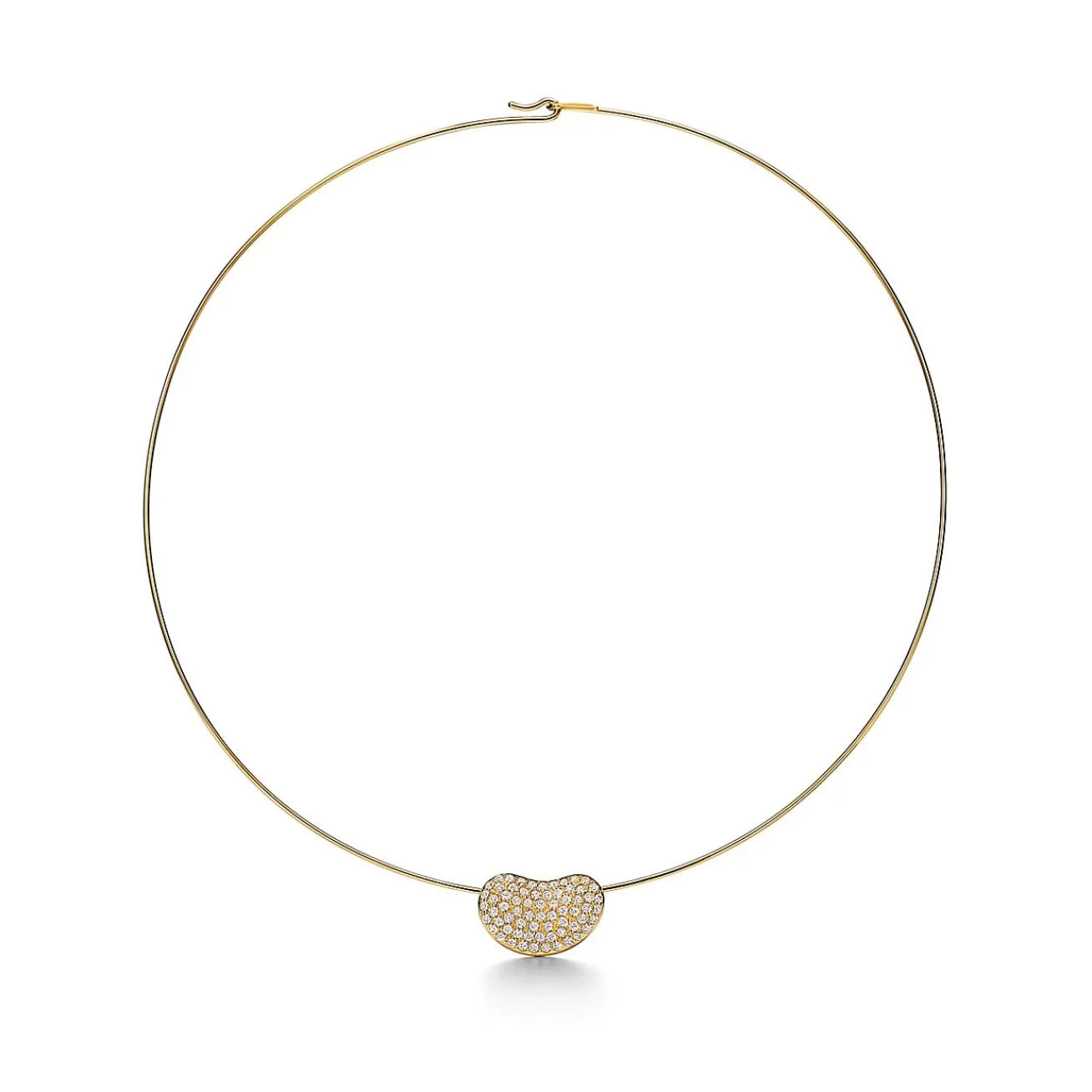 Tiffany & Co. Elsa Peretti® Bean® design Wire Necklace in Gold with Pavé Diamonds, 20 mm | ^ Necklaces & Pendants|Gold Jewelry