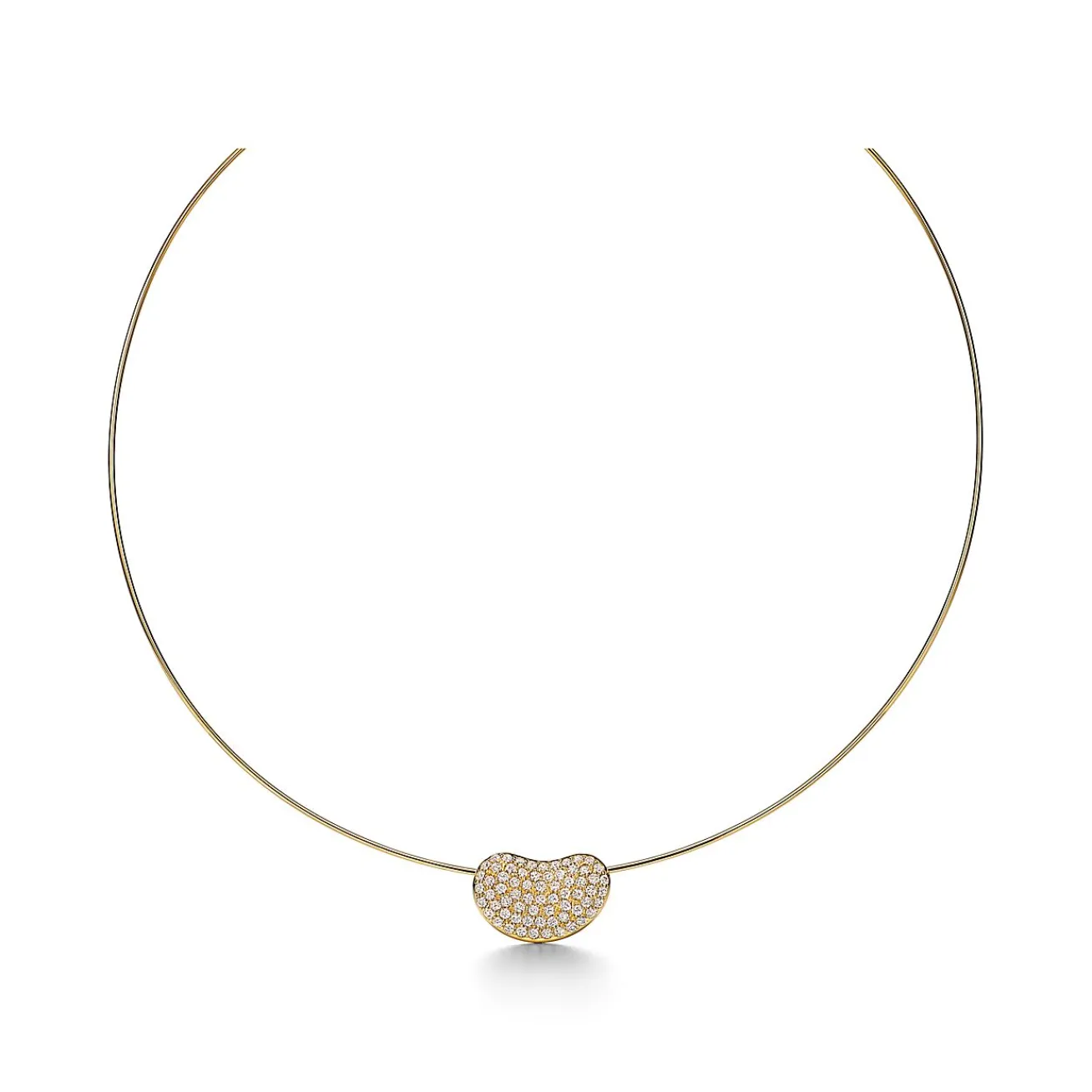 Tiffany & Co. Elsa Peretti® Bean® design Wire Necklace in Gold with Pavé Diamonds, 20 mm | ^ Necklaces & Pendants|Gold Jewelry