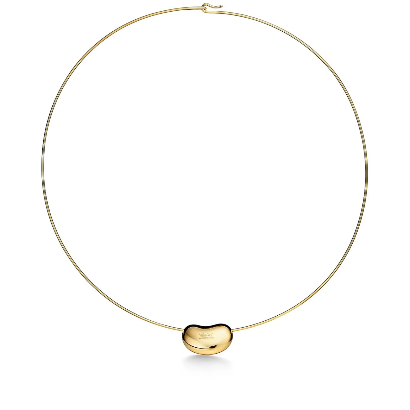 Tiffany & Co. Elsa Peretti® Bean® design Wire Necklace in Gold with Pavé Diamonds, 20 mm | ^ Necklaces & Pendants|Gold Jewelry