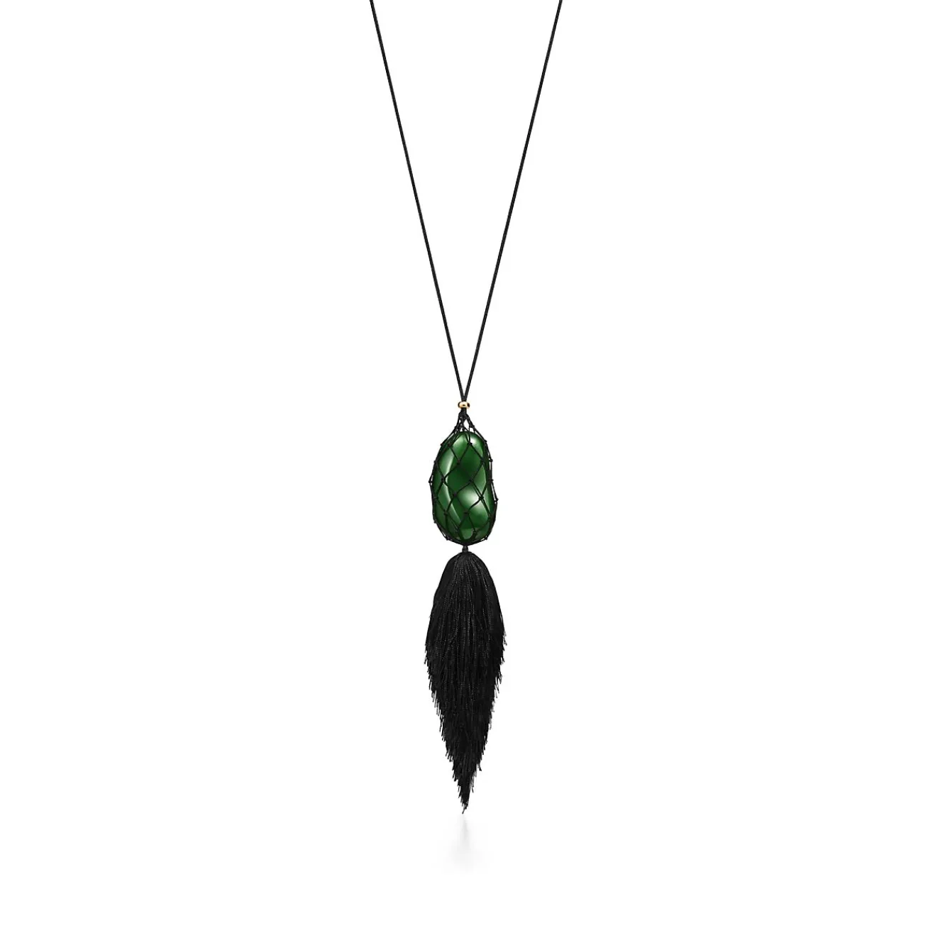 Tiffany & Co. Elsa Peretti® Bean® design Necklace of Green Jade, 29 x 50 mm | ^ Necklaces & Pendants|Gold Jewelry