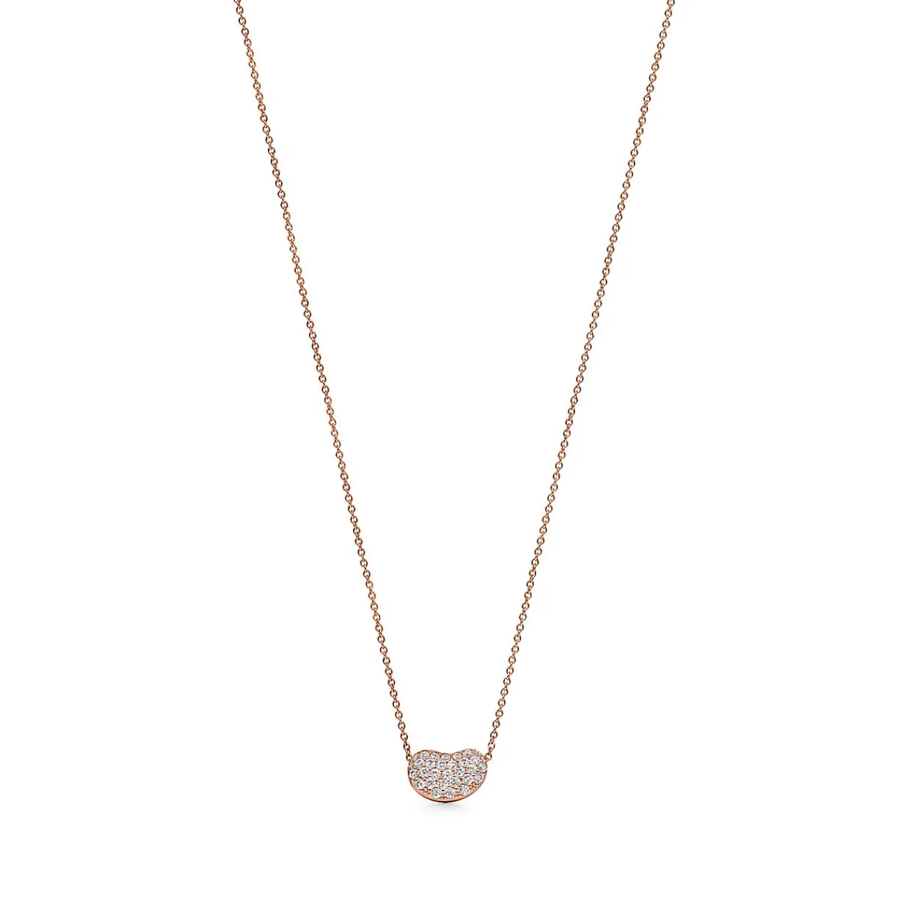 Tiffany & Co. Elsa Peretti® Bean® design Pendant in Rose Gold with Diamonds, 12 mm | ^ Necklaces & Pendants|Dainty Jewelry
