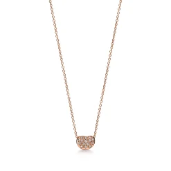 Tiffany & Co. Elsa Peretti® Bean® design Pendant in Rose Gold with Pavé Diamonds, 6.5 mm | ^ Necklaces & Pendants|Rose Gold Jewelry
