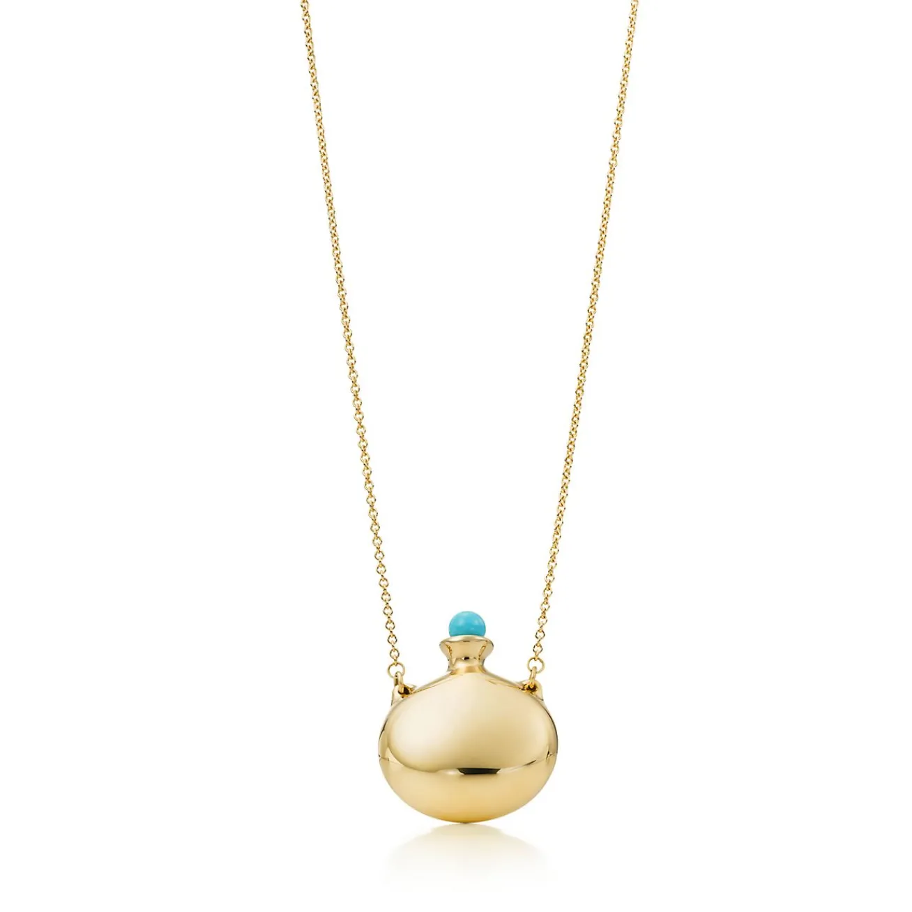 Tiffany & Co. Elsa Peretti® Bottle round bottle pendant in 18k gold with a turquoise stopper. | ^ Necklaces & Pendants|Gold Jewelry