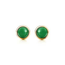 Tiffany & Co. Elsa Peretti® Cabochon earrings in 18k gold with green jade. | ^ Earrings|Gold Jewelry