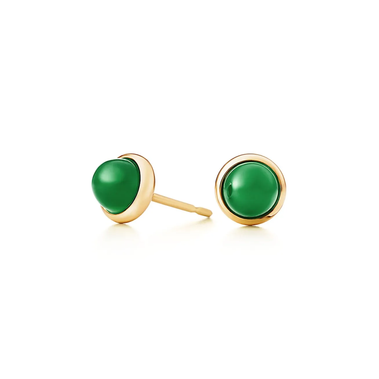 Tiffany & Co. Elsa Peretti® Cabochon earrings in 18k gold with green jade. | ^ Earrings|Gold Jewelry