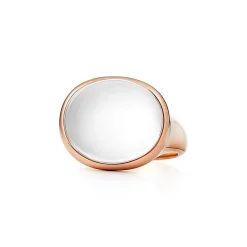 Tiffany & Co. Elsa Peretti® Cabochon Ring in Rose Gold with Rock Crystal, Mini | ^ Rings|Rose Gold Jewelry