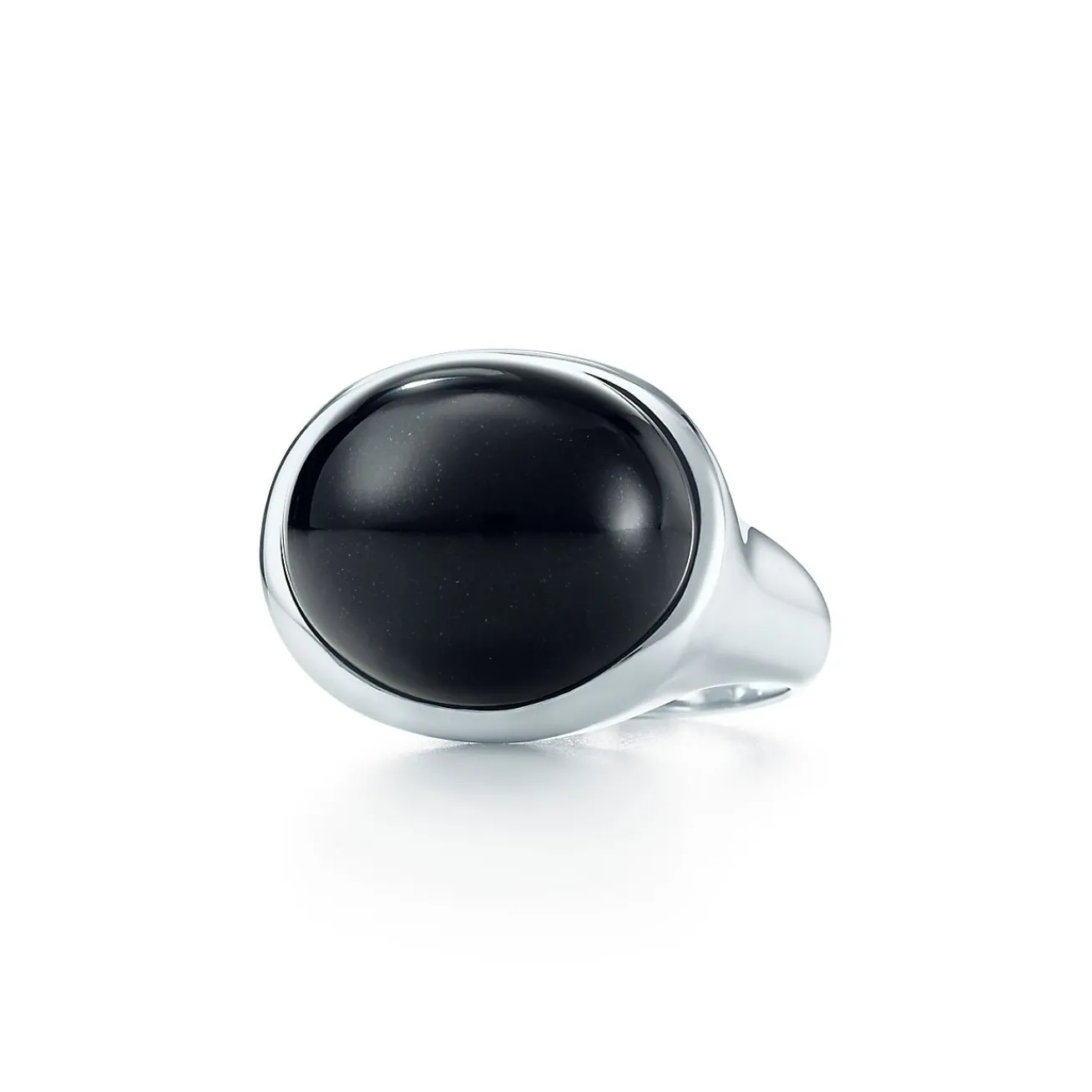 Tiffany & Co. Elsa Peretti® Cabochon ring in sterling silver with black jade, 19 mm wide. | ^ Rings|Sterling Silver Jewelry