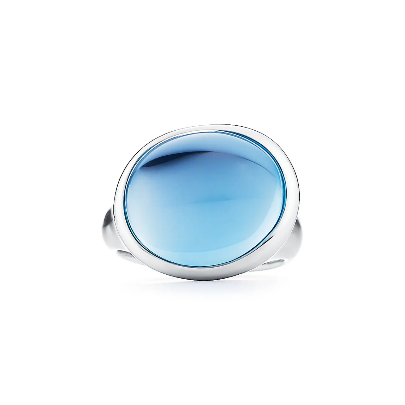 Tiffany & Co. Elsa Peretti® Cabochon ring in sterling silver with blue topaz, mini. | ^ Rings|Sterling Silver Jewelry