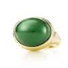 Tiffany & Co. Elsa Peretti® Cabochon ring in 18k gold with green jade, 19 mm wide. | ^ Rings|Gold Jewelry