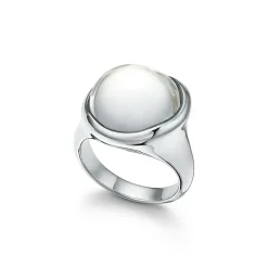 Tiffany & Co. Elsa Peretti® Cabochon ring in sterling silver with rock crystal, 15.5 mm wide. | ^ Rings|Sterling Silver Jewelry
