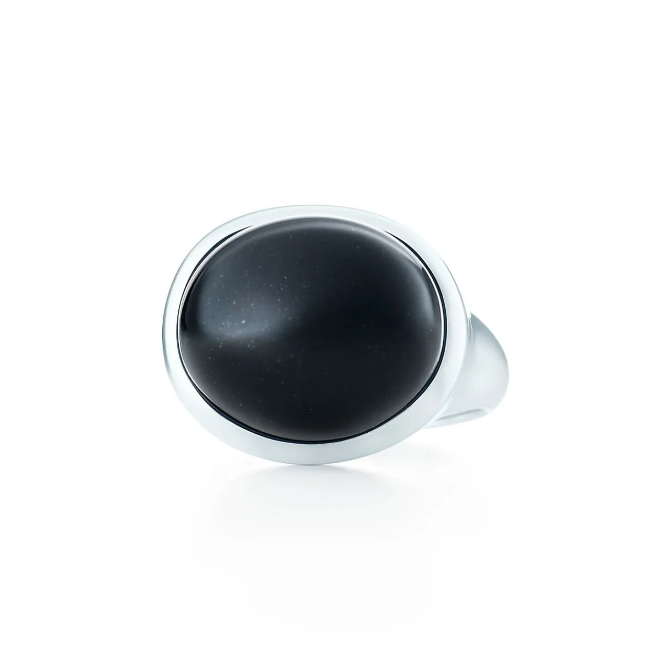 Tiffany & Co. Elsa Peretti® Cabochon ring in sterling silver with black jade, 15.5 mm wide. | ^ Rings|Sterling Silver Jewelry