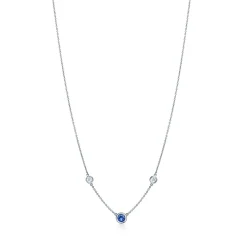 Tiffany & Co. Elsa Peretti® Color by the Yard necklace in platinum with sapphire and diamonds. | ^ Necklaces & Pendants|Platinum Jewelry