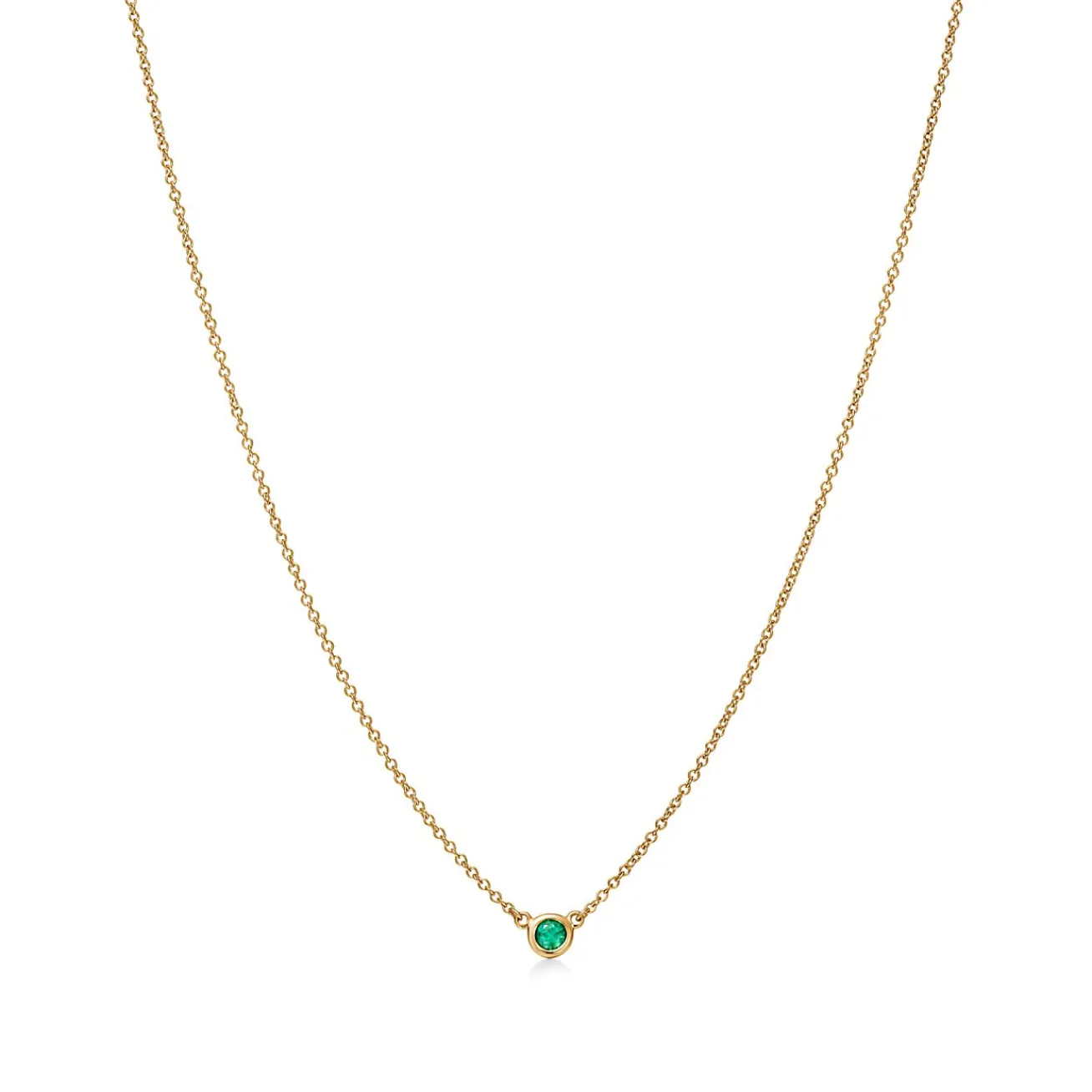 Tiffany & Co. Elsa Peretti® Color by the Yard Pendant in Yellow Gold with an Emerald | ^ Necklaces & Pendants|Dainty Jewelry
