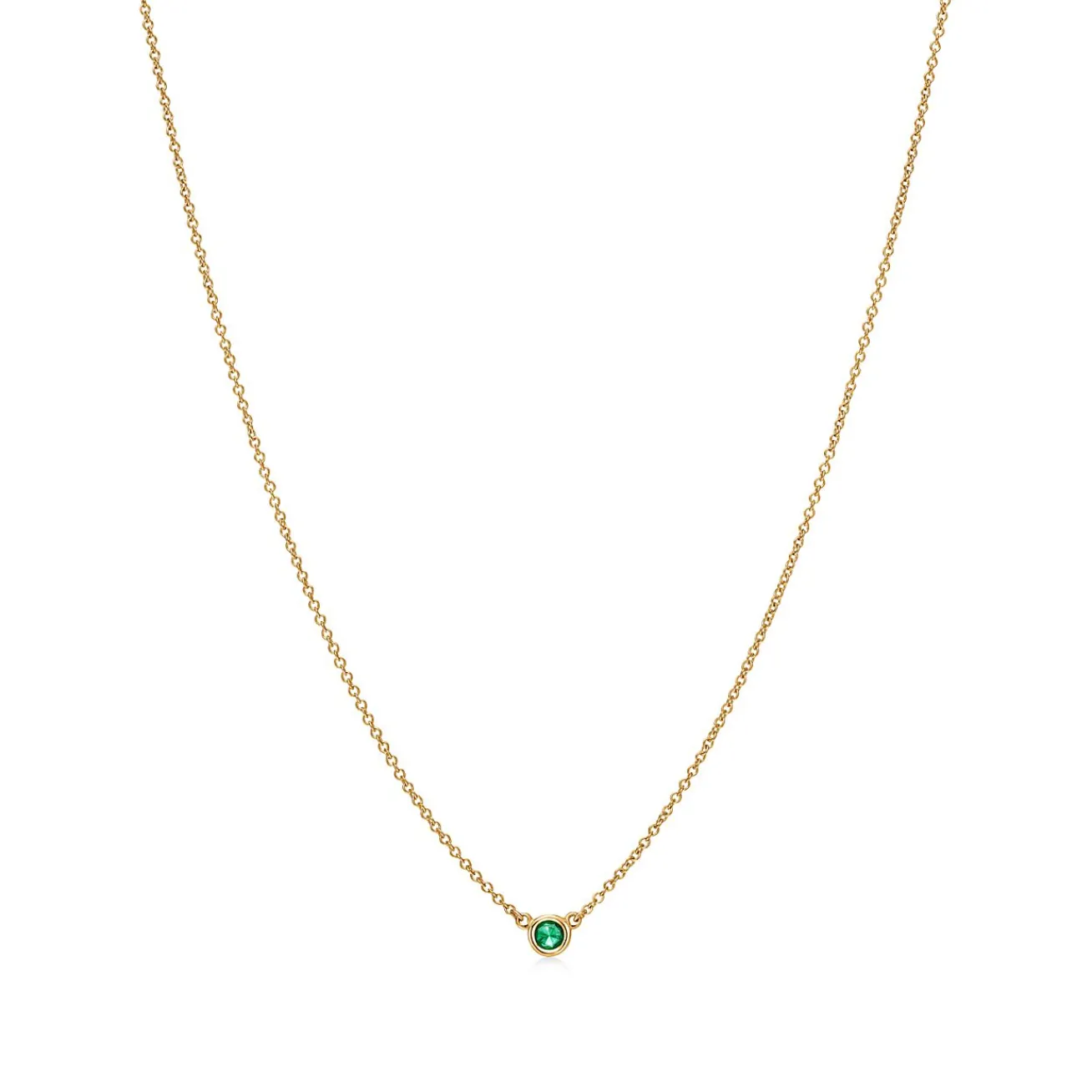Tiffany & Co. Elsa Peretti® Color by the Yard Pendant in Yellow Gold with an Emerald | ^ Necklaces & Pendants|Dainty Jewelry