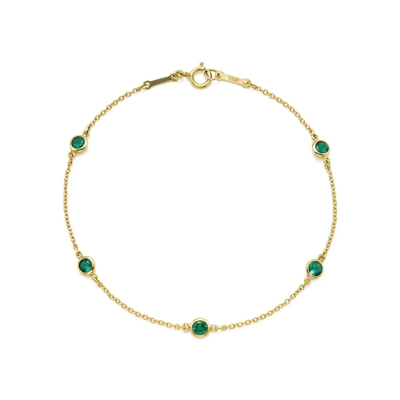 Tiffany & Co. Elsa Peretti® Color by the Yard bracelet in 18k gold with emeralds. | ^ Bracelets|Gold Jewelry