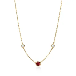 Tiffany & Co. Elsa Peretti® Color by the Yard necklace in 18k gold with a ruby and diamonds. | ^ Necklaces & Pendants|Gold Jewelry