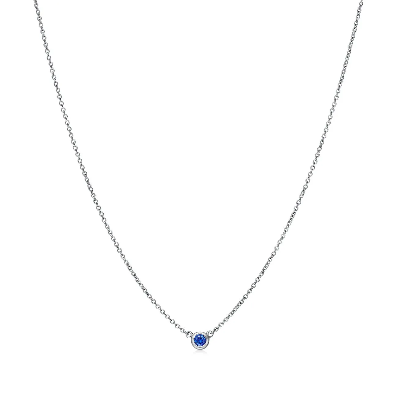 Tiffany & Co. Elsa Peretti® Color by the Yard Pendant in Platinum with a Sapphire | ^ Necklaces & Pendants|Platinum Jewelry