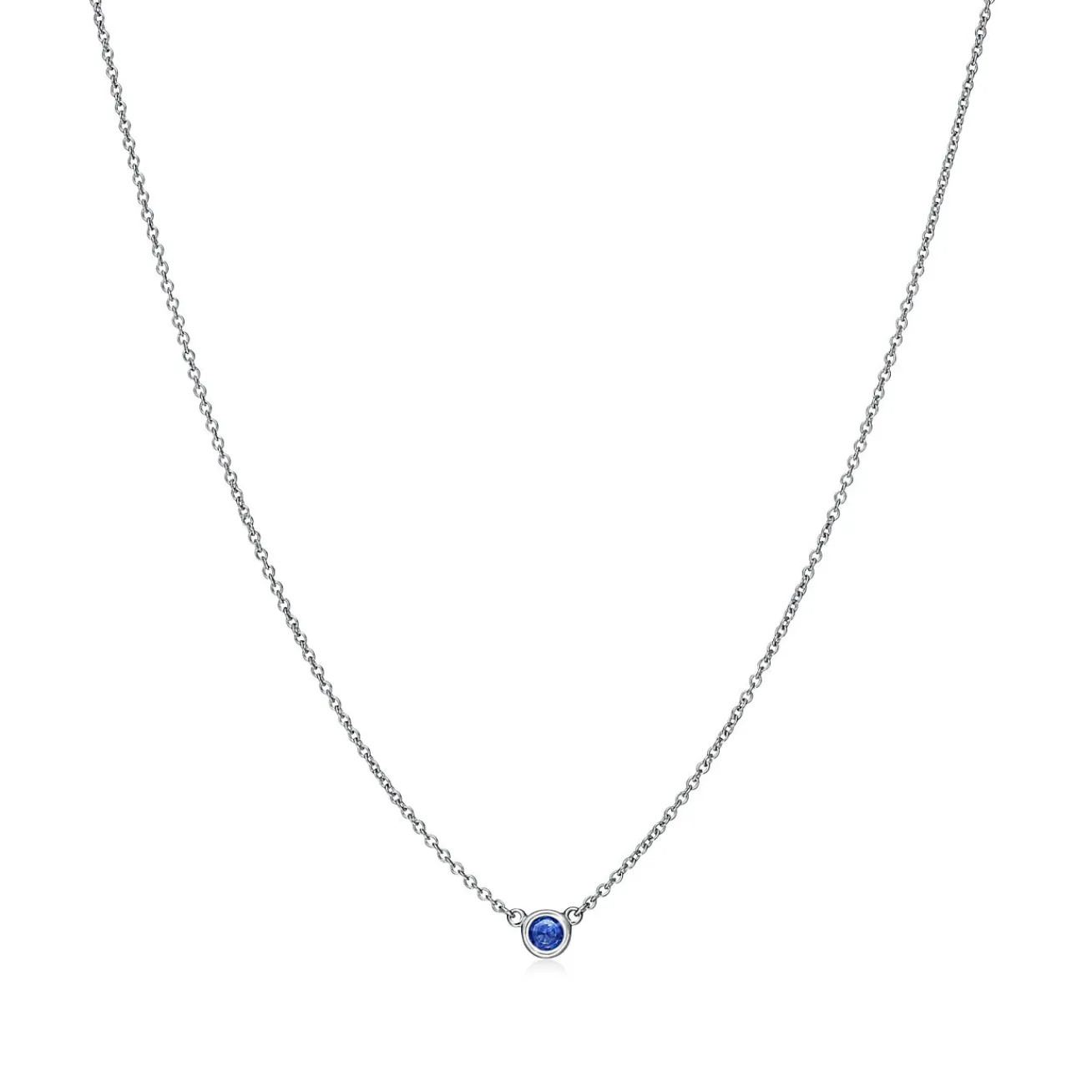 Tiffany & Co. Elsa Peretti® Color by the Yard Pendant in Platinum with a Sapphire | ^ Necklaces & Pendants|Platinum Jewelry