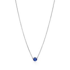 Tiffany & Co. Elsa Peretti® Color by the Yard Pendant in Platinum with a Sapphire | ^ Necklaces & Pendants|Platinum Jewelry