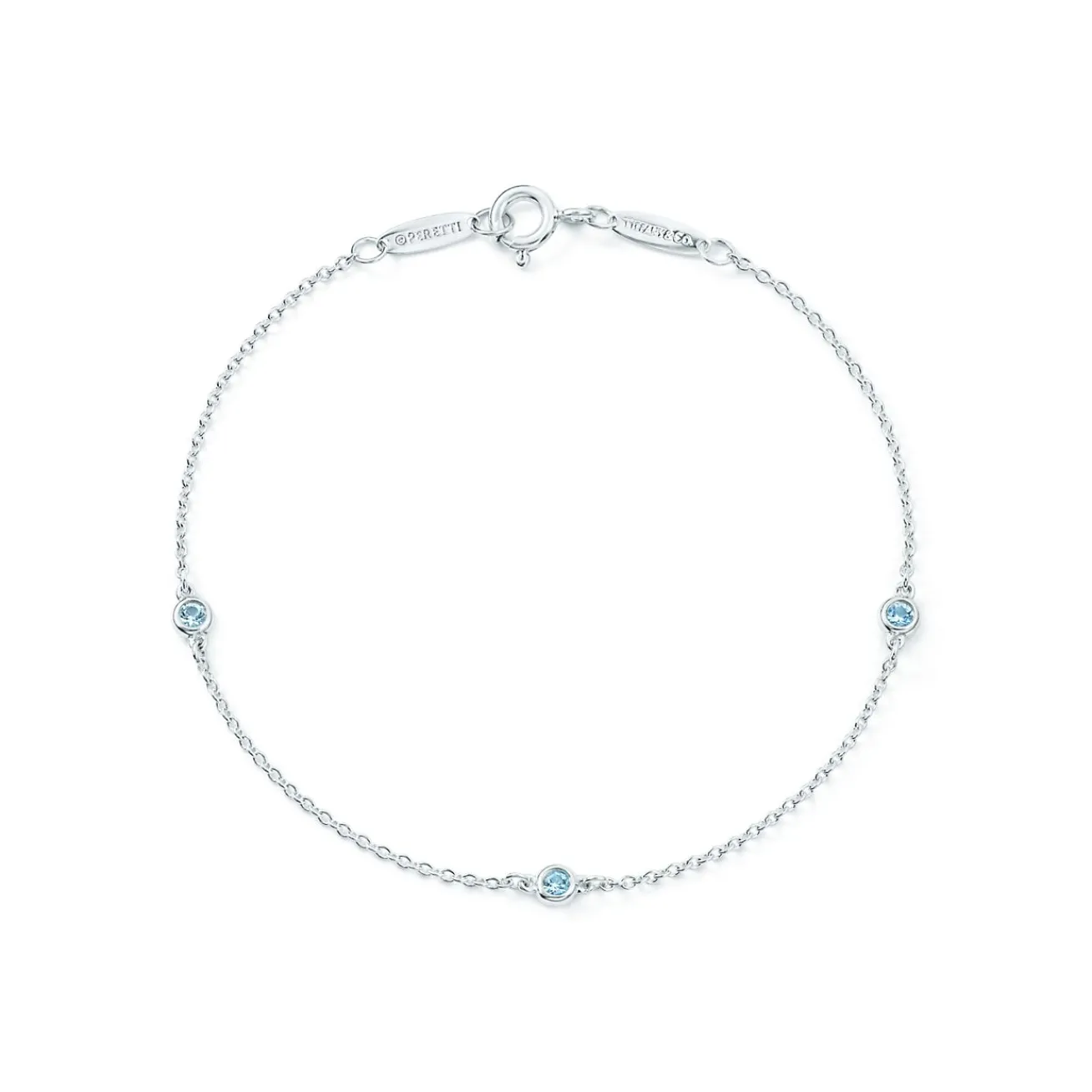 Tiffany & Co. Elsa Peretti® Color by the Yard bracelet in sterling silver with aquamarines. | ^ Bracelets|Sterling Silver Jewelry