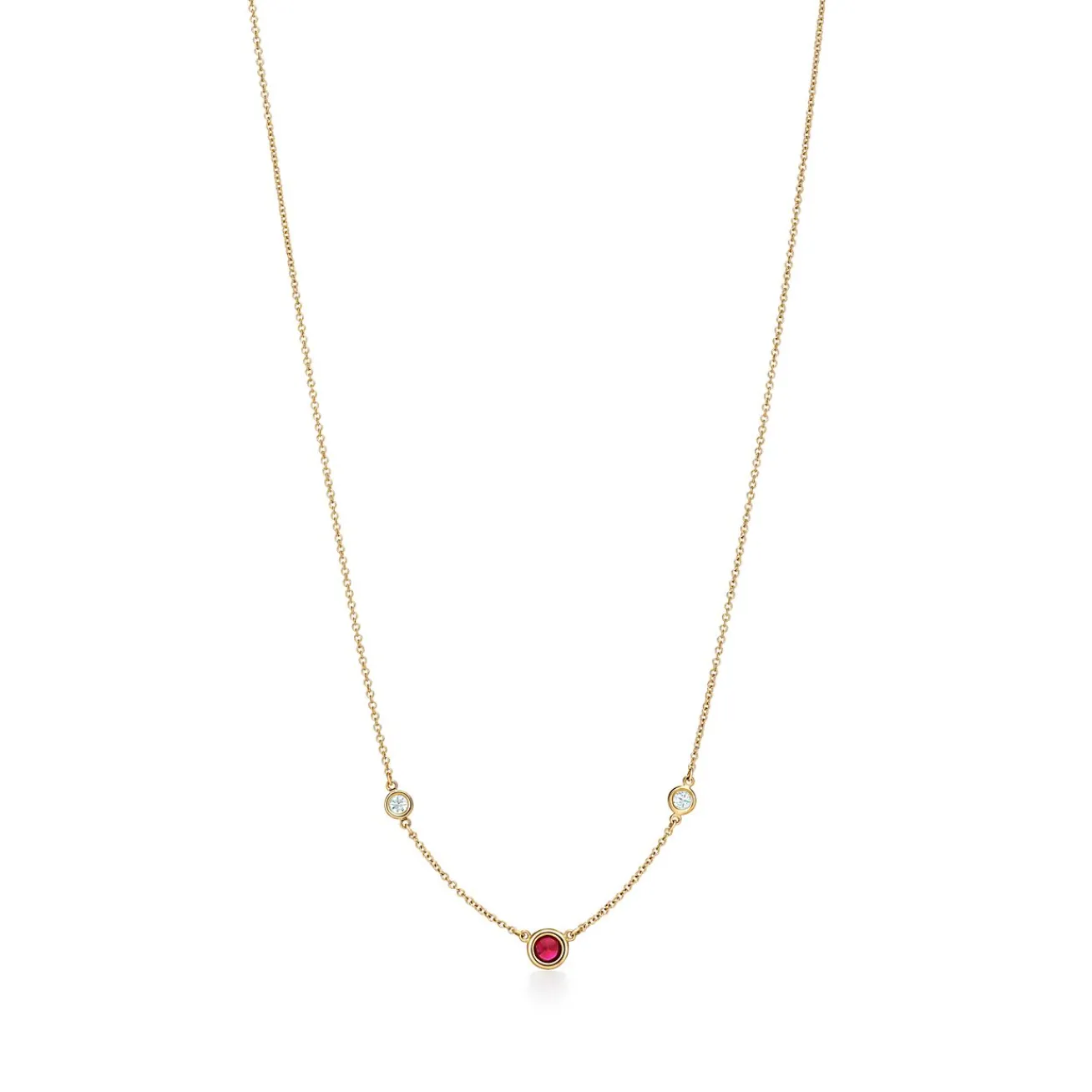 Tiffany & Co. Elsa Peretti® Color by the Yard necklace in 18k gold with a ruby and diamonds. | ^ Necklaces & Pendants|Gifts for Her