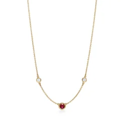Tiffany & Co. Elsa Peretti® Color by the Yard necklace in 18k gold with a ruby and diamonds. | ^ Necklaces & Pendants|Gifts for Her