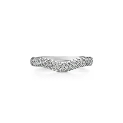 Tiffany & Co. Elsa Peretti® curved band ring in platinum with diamonds. | ^ Rings|Stacking Rings