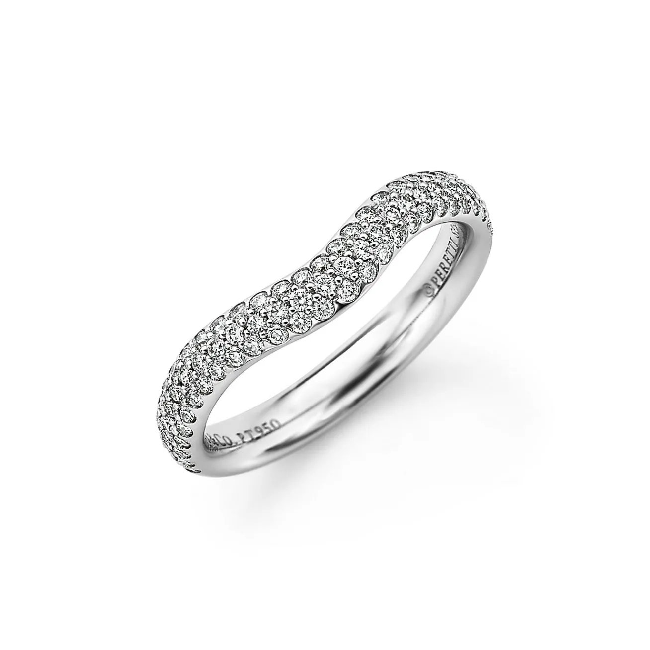 Tiffany & Co. Elsa Peretti® curved band ring in platinum with diamonds. | ^ Rings|Stacking Rings