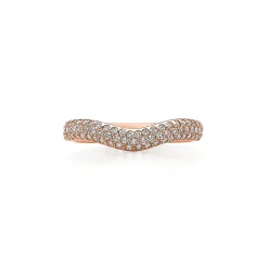 Tiffany & Co. Elsa Peretti® curved pavé band ring in 18k rose gold. | ^ Rings|Rose Gold Jewelry
