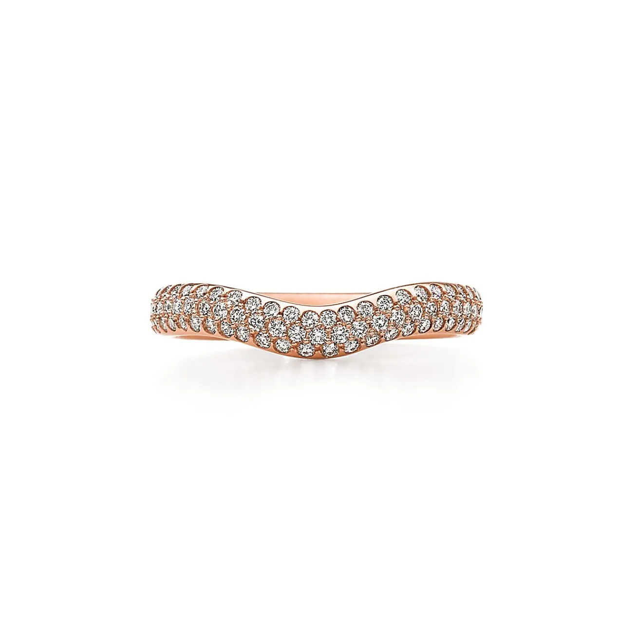 Tiffany & Co. Elsa Peretti® curved pavé band ring in 18k rose gold. | ^ Rings|Rose Gold Jewelry