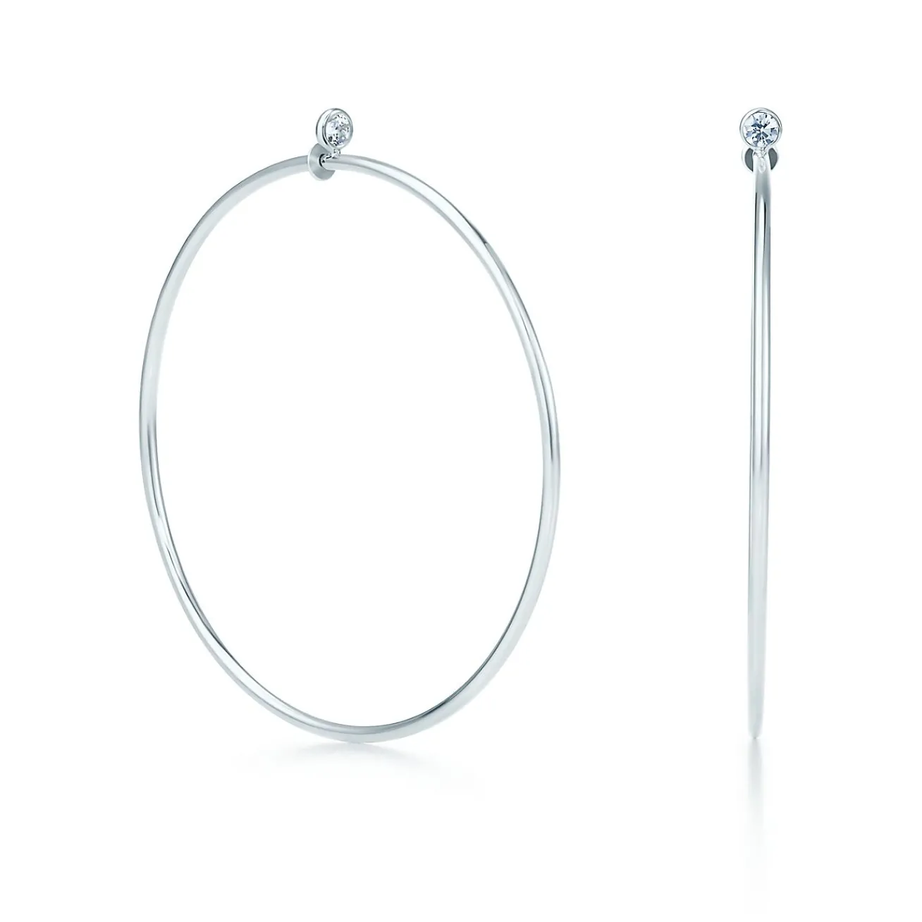 Tiffany & Co. Elsa Peretti® Diamond Hoop earrings in sterling silver with diamonds, medium. | ^ Earrings|Gifts for Her