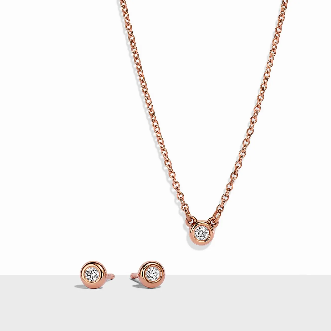 Tiffany & Co. Elsa Peretti® Diamonds by the Yard® Pendant and Earrings Set in Rose Gold | ^ Rose Gold Jewelry|Elsa Peretti®