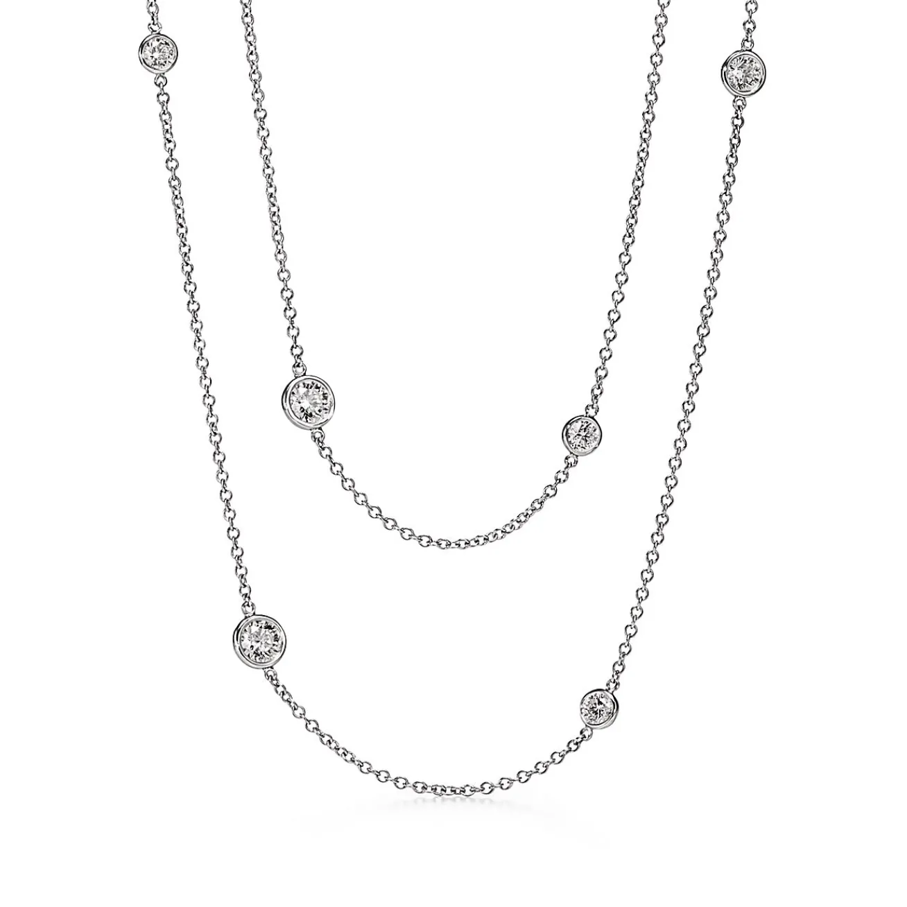 Tiffany & Co. Elsa Peretti® Diamonds by the Yard® Sprinkle Necklace in Platinum with Diamonds | ^ Necklaces & Pendants|Platinum Jewelry