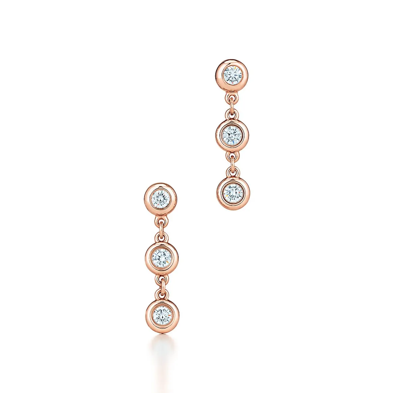 Tiffany & Co. Elsa Peretti® Diamonds by the Yard® drop earrings in 18k rose gold. | ^ Earrings|Rose Gold Jewelry