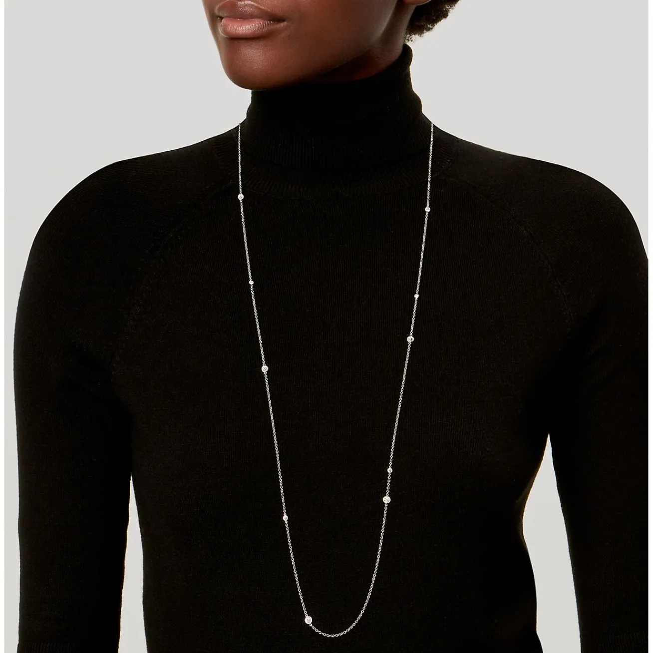 Tiffany & Co. Elsa Peretti® Diamonds by the Yard® sprinkle necklace in platinum. | ^ Necklaces & Pendants|Dainty Jewelry