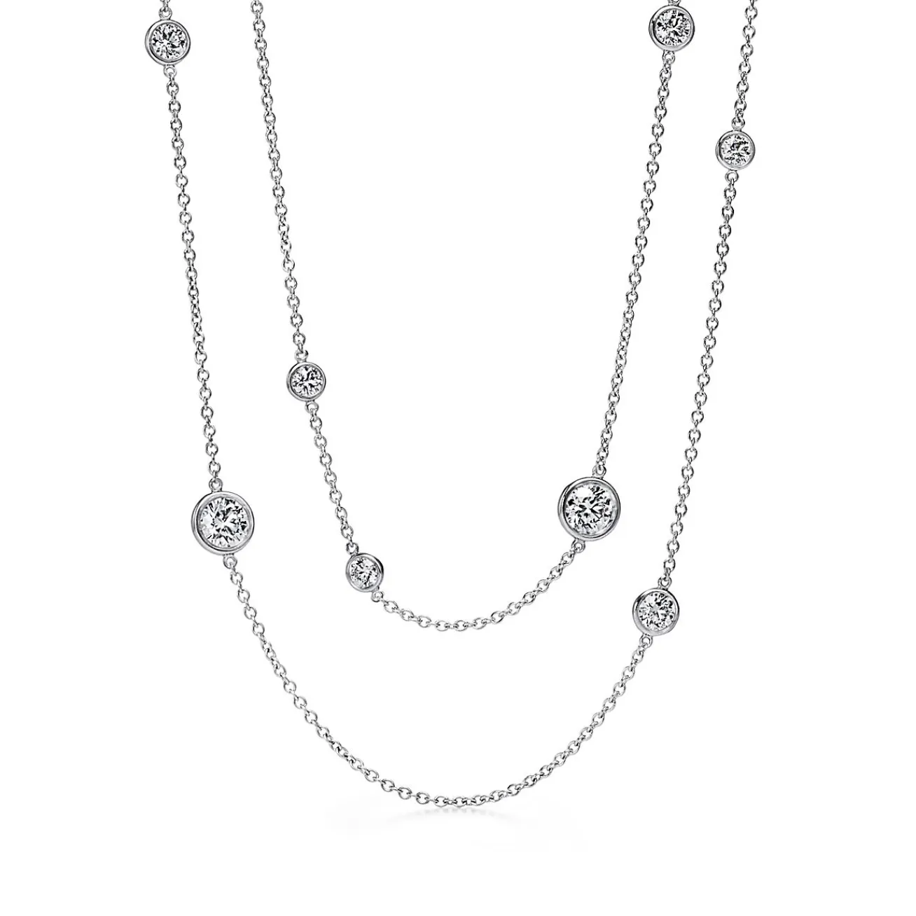 Tiffany & Co. Elsa Peretti® Diamonds by the Yard® Sprinkle Necklace in Platinum with Diamonds | ^ Necklaces & Pendants|Platinum Jewelry