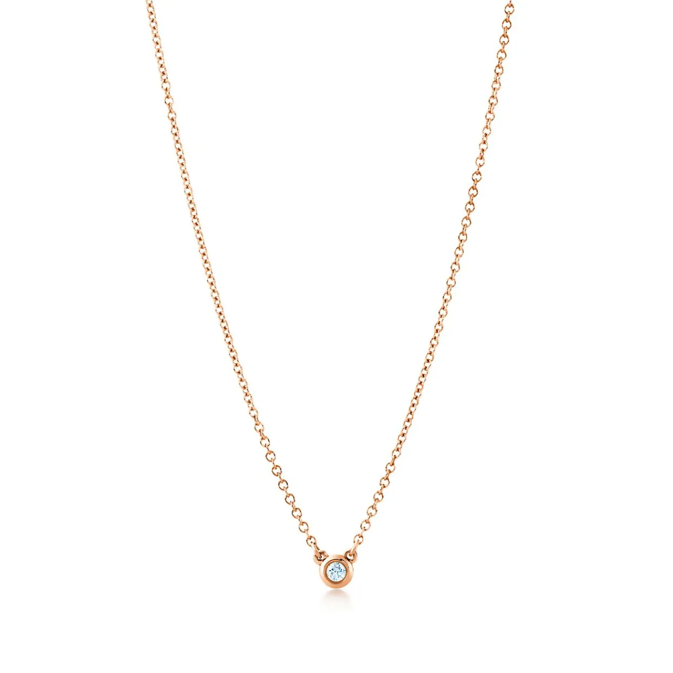 Tiffany & Co. Elsa Peretti® Diamonds by the Yard® pendant in 18k rose gold with a round brilliant diamond. | ^ Necklaces & Pendants|Gifts for Her