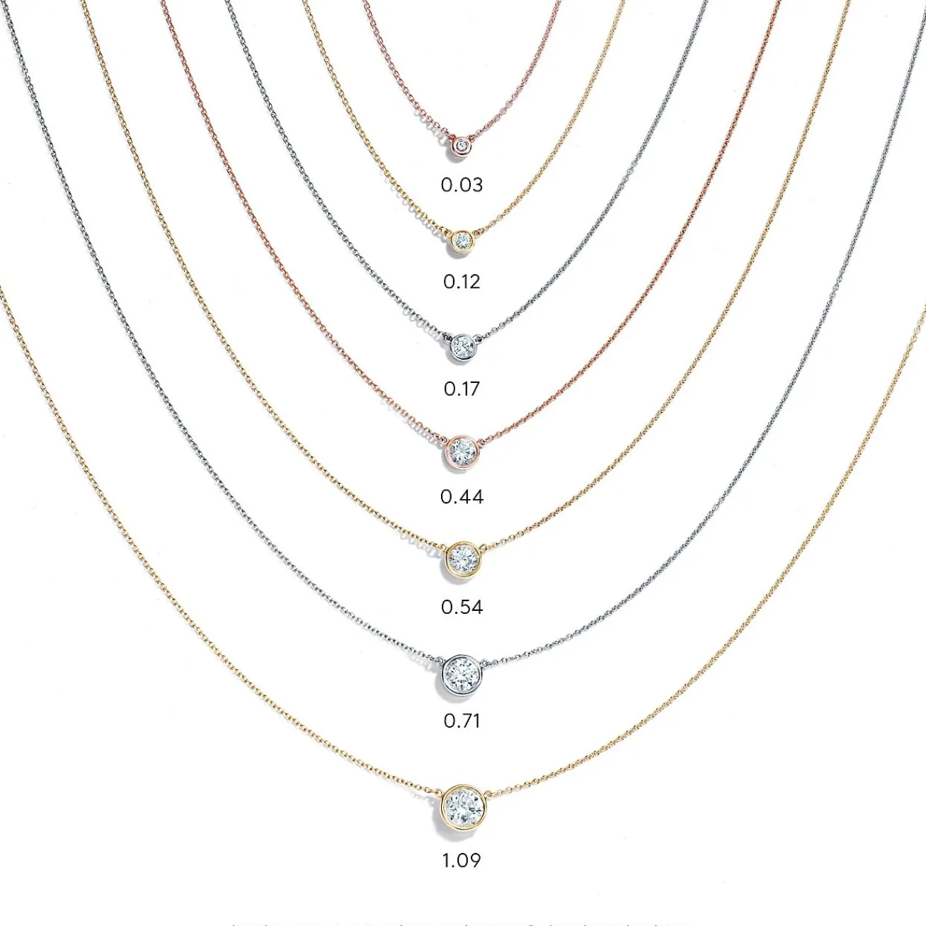 Tiffany & Co. Elsa Peretti® Diamonds by the Yard® pendant in 18k rose gold with a round brilliant diamond. | ^ Necklaces & Pendants|Gifts for Her