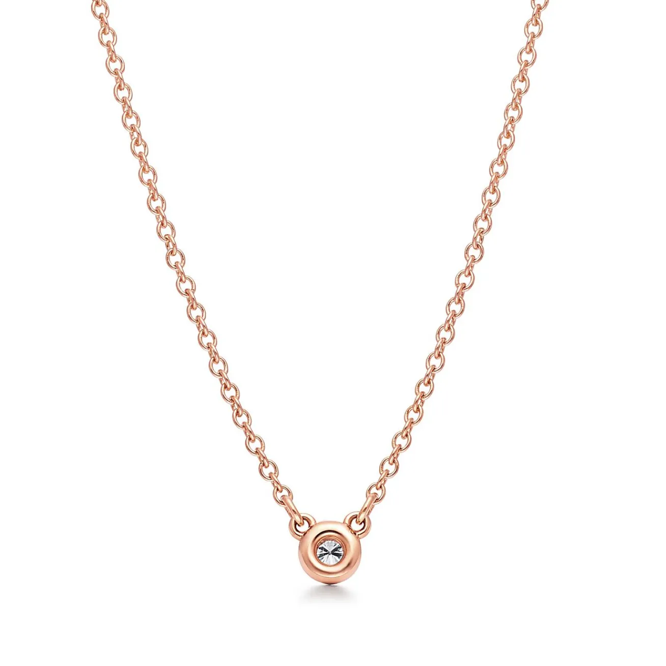 Tiffany & Co. Elsa Peretti® Diamonds by the Yard® pendant in 18k rose gold with a round brilliant diamond. | ^ Necklaces & Pendants|Gifts for Her