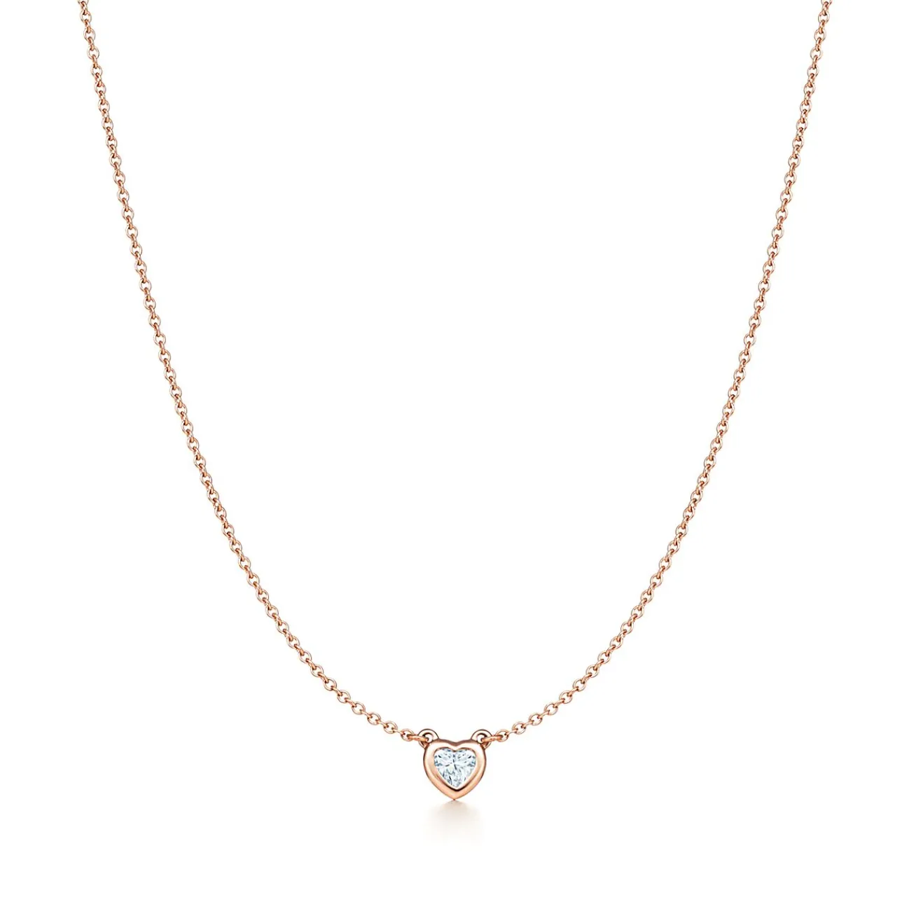 Tiffany & Co. Elsa Peretti® Diamonds by the Yard® heart necklace in 18k rose gold. | ^ Necklaces & Pendants|Rose Gold Jewelry