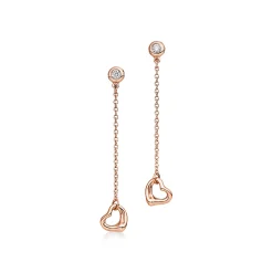 Tiffany & Co. Elsa Peretti® Diamonds by the Yard® Open Heart earrings in 18k rose gold. | ^ Earrings|Rose Gold Jewelry
