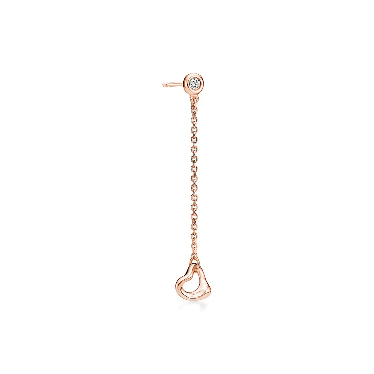 Tiffany & Co. Elsa Peretti® Diamonds by the Yard® Open Heart earrings in 18k rose gold. | ^ Earrings|Rose Gold Jewelry