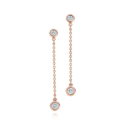 Tiffany & Co. Elsa Peretti® Diamonds by the Yard® drop earrings in 18k rose gold. | ^ Earrings|Rose Gold Jewelry