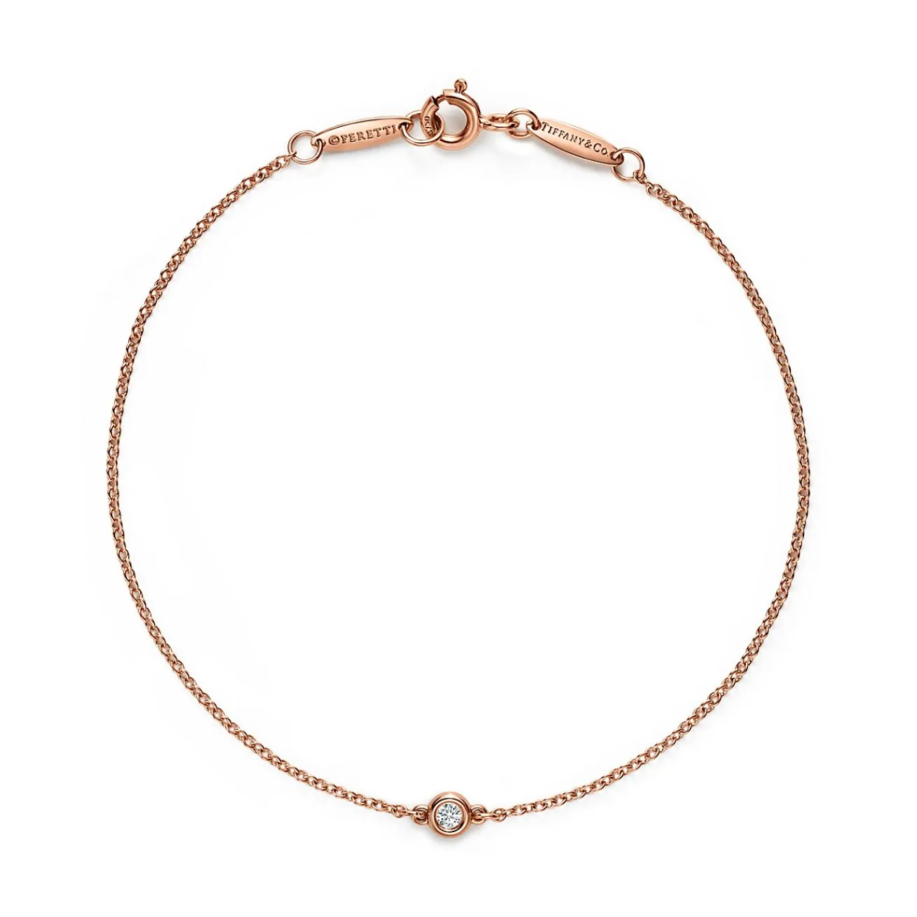 Tiffany & Co. Elsa Peretti® Diamonds by the Yard® bracelet in 18k rose gold with a diamond. | ^ Bracelets|Rose Gold Jewelry