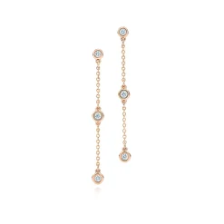 Tiffany & Co. Elsa Peretti® Diamonds by the Yard® drop earrings in 18k rose gold. | ^ Earrings|Rose Gold Jewelry
