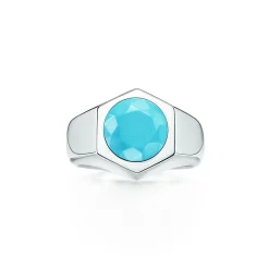 Tiffany & Co. Elsa Peretti® Esagono ring in sterling silver with turquoise. | ^ Rings|Sterling Silver Jewelry