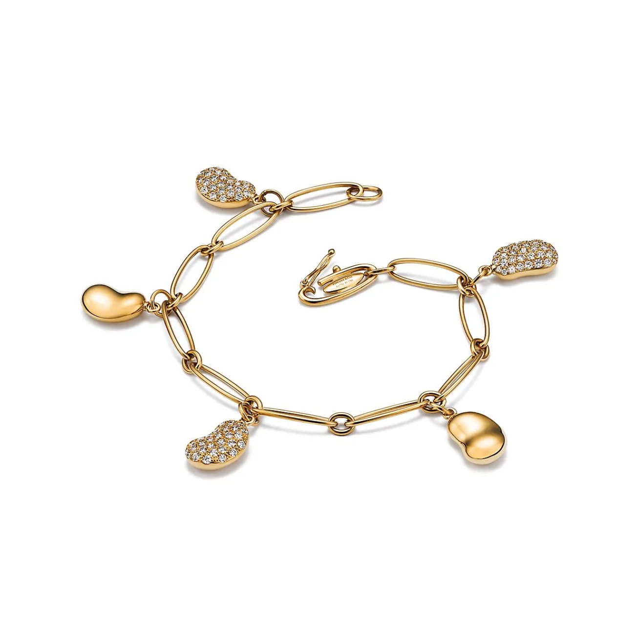 Tiffany & Co. Elsa Peretti® Five Bean® design Bracelet in Yellow Gold with Pavé Diamonds | ^ Bracelets|New Jewelry