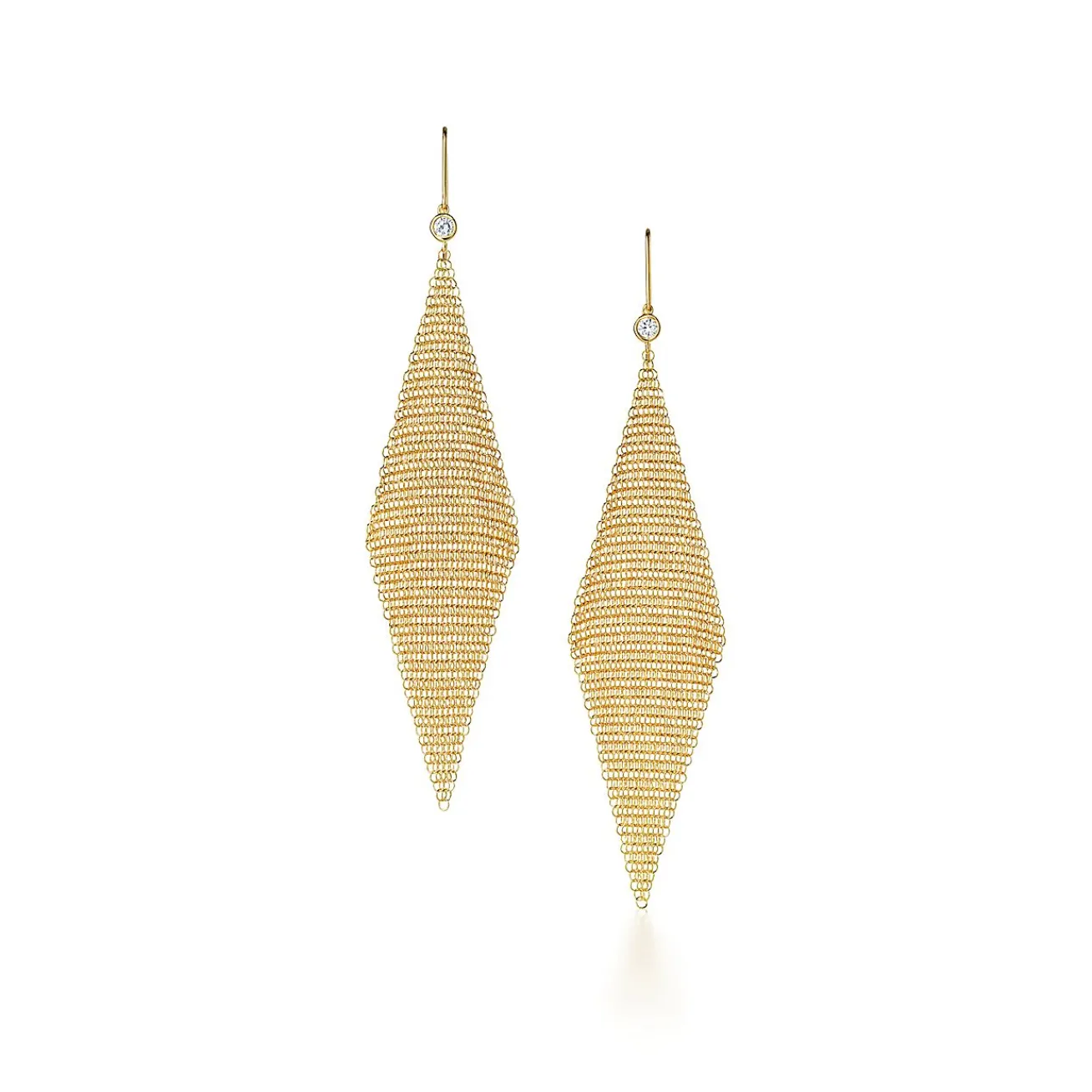Tiffany & Co. Elsa Peretti® Mesh earrings in 18k gold with diamonds, large. | ^ Earrings|Gold Jewelry